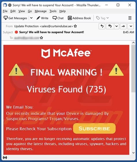 mcafee total protection email scam|mcafee antivirus scam email.